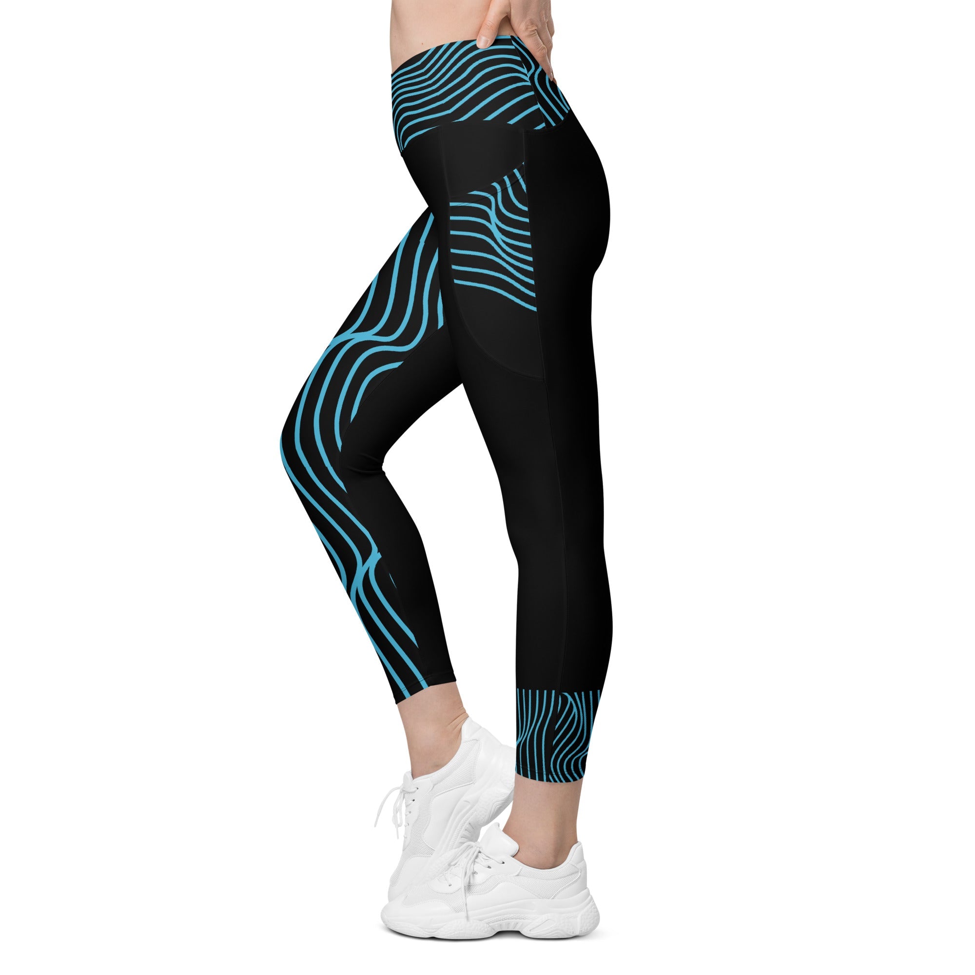 Black Workout Leggings with Pockets. Streetwear or Gymwear Crossover Leggings. Yoga Pants. WickedYo.